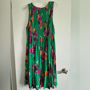 Sleeveless green floral dress